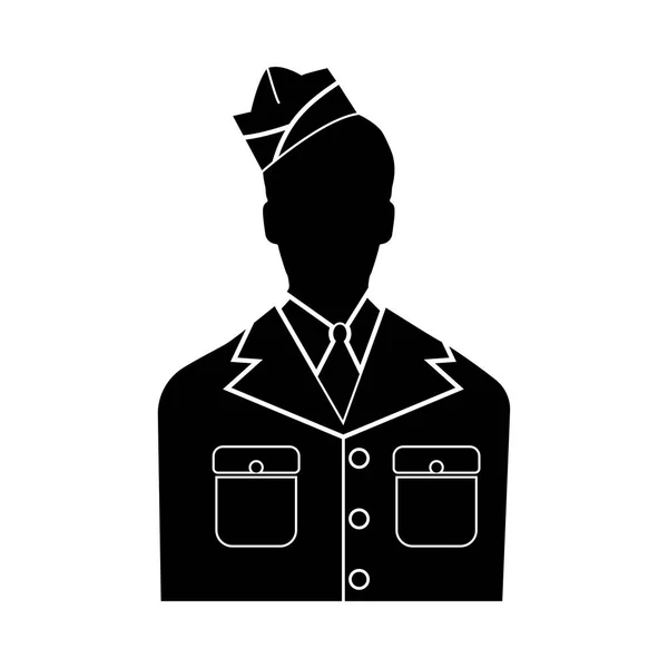 Veteran or soldier of the american army black icon . — Stock Vector