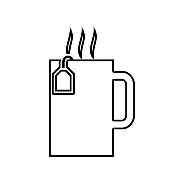 La taza con el té caliente es el icono negro  . — Vector de stock