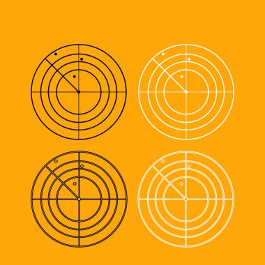 Radar siyah beyaz Icon set .