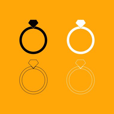 Yüzüğü siyah beyaz Icon set .