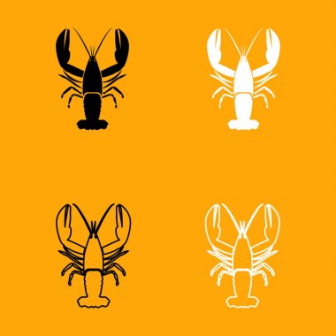 CRAW balık siyah ve beyaz Icon set.