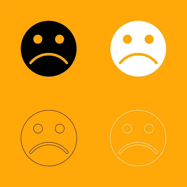 Triest emoticon set zwart / wit pictogram . — Stockvector