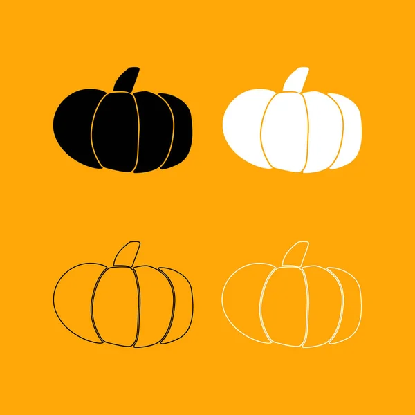 Conjunto de calabaza icono en blanco y negro  . — Vector de stock