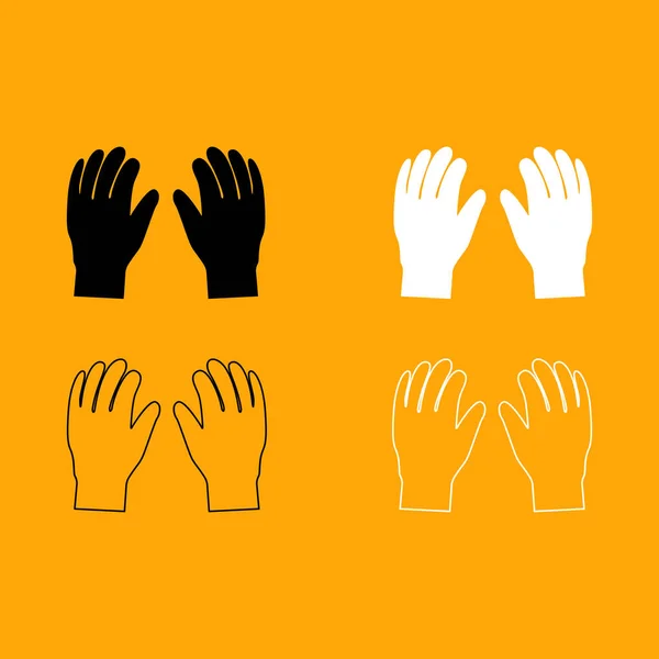 Conjunto de guantes par de trabajo icono en blanco y negro  . — Vector de stock