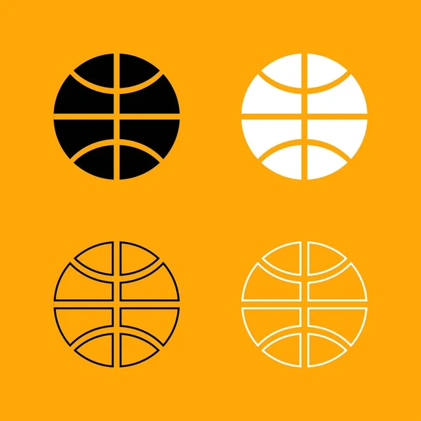 Basketbalový míč sada černé a bílé ikony . — Stockový vektor