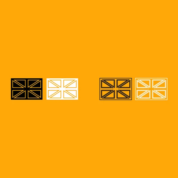 イギリスの黒と白の旗のセット アイコン. — ストックベクタ