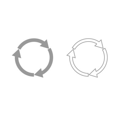 Üç daire ok set simgesi gri .