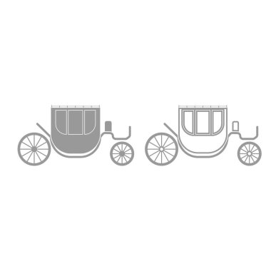 Carriage grey set icon . clipart