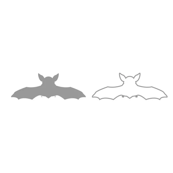 Night bat grey set icon . — Stock Vector