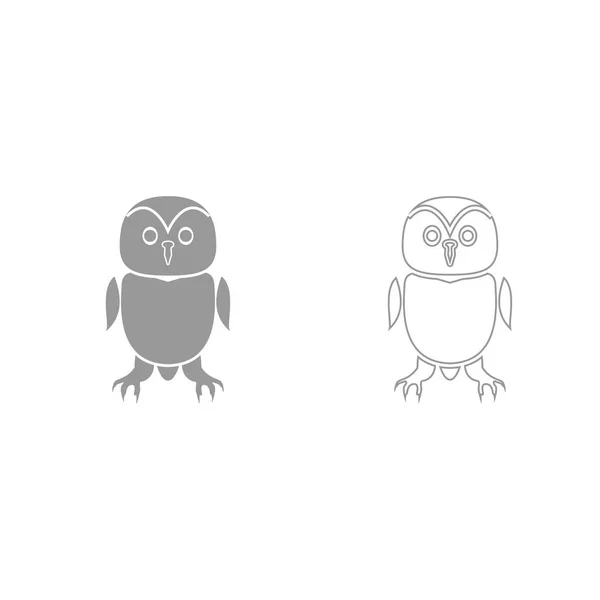 Owl grey set icon . — Stock Vector