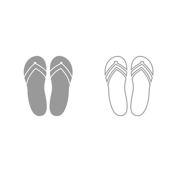 Zapatillas de playa gris conjunto icono  . — Vector de stock
