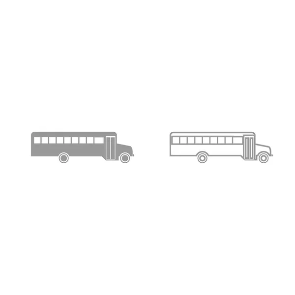 Escolar autobús gris conjunto icono  . — Vector de stock