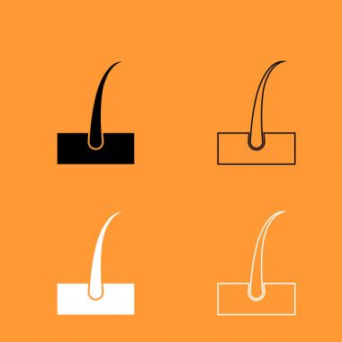 Saç siyah ve beyaz Icon set .