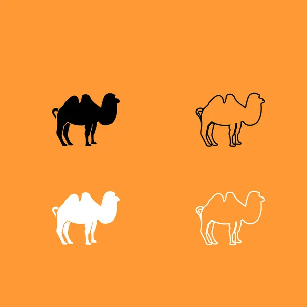 Camel preto e branco conjunto ícone  . — Vetor de Stock