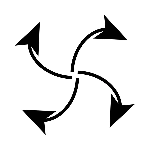 Fyra pilar i loop från center svart ikon . — Stock vektor