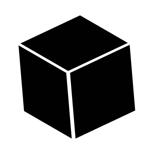 Cube c'est icône noire  . — Image vectorielle