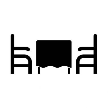 Tablo ve Restoran simgesi iki sandalye .