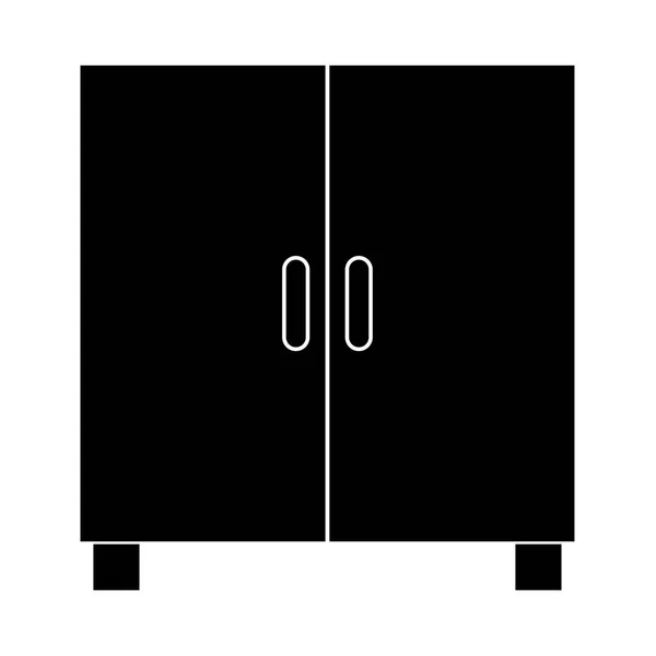 Ντουλάπι ή ένα ντουλάπι είναι μαύρο εικονίδιο . — Διανυσματικό Αρχείο