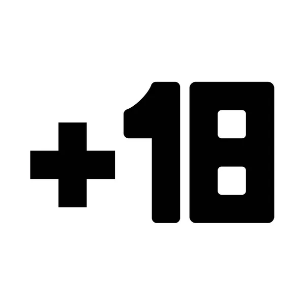 Plus 18 + 18 is zwart pictogram . — Stockvector