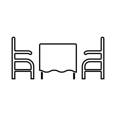 Tablo ve Restoran simgesi iki sandalye .