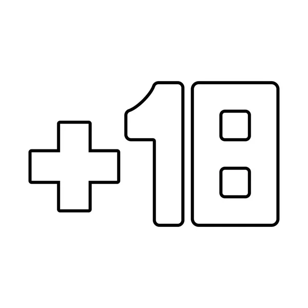 Más dieciocho + 18 es el icono negro  . — Vector de stock