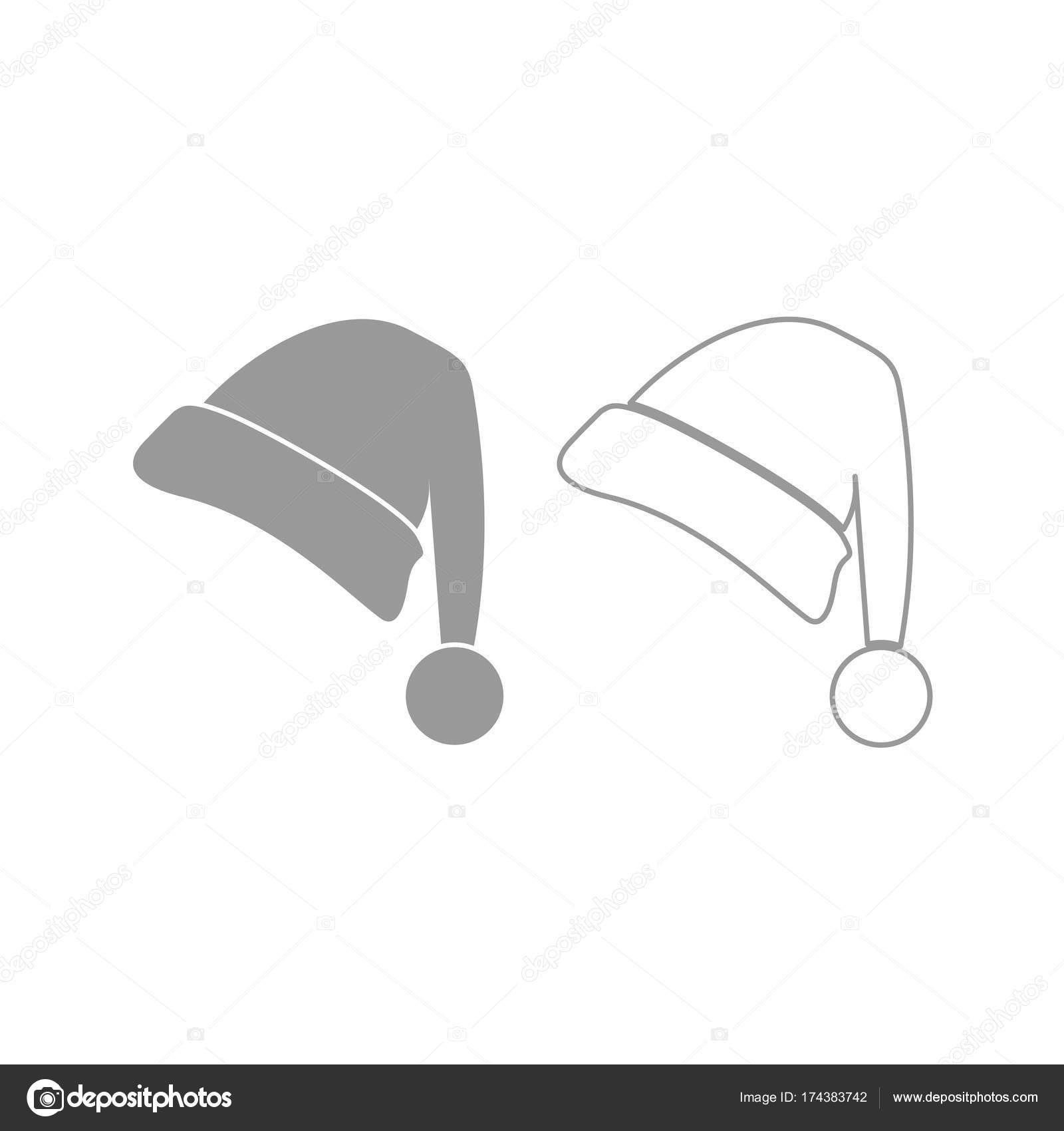 Santa Claus Christmas hat icon Grey set — Stock Vector
