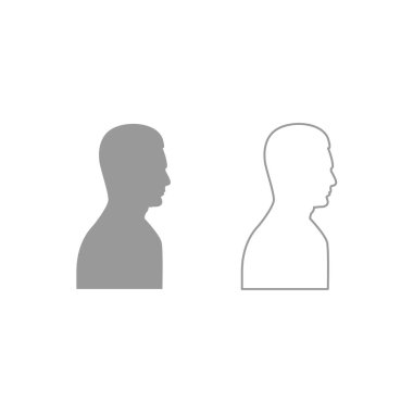 Profil yan görünüm portre simgesi. Gri ayarla .
