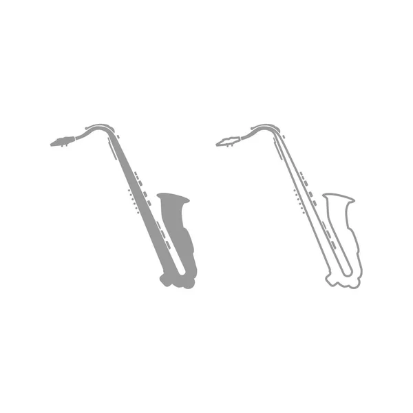 Saxophone icon. Grey set . — Stock Vector