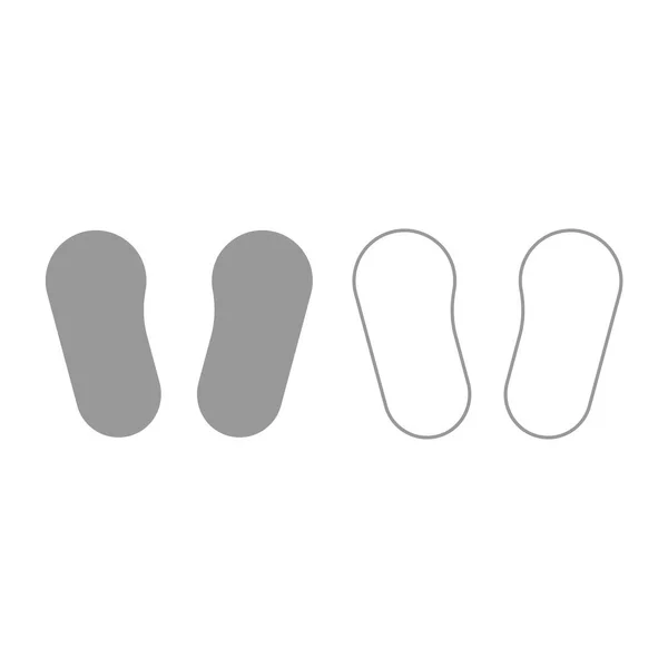 Huella de bebé en el icono del calzado. Conjunto gris  . — Vector de stock
