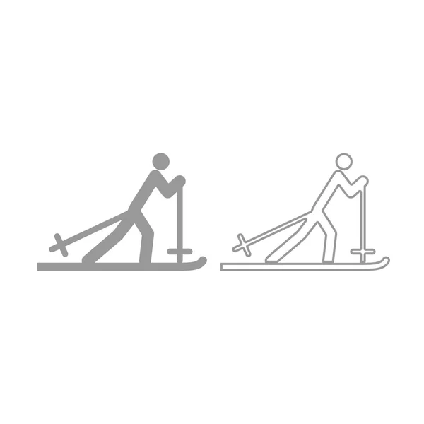 Skifahrer-Ikone. Graues Set . — Stockvektor
