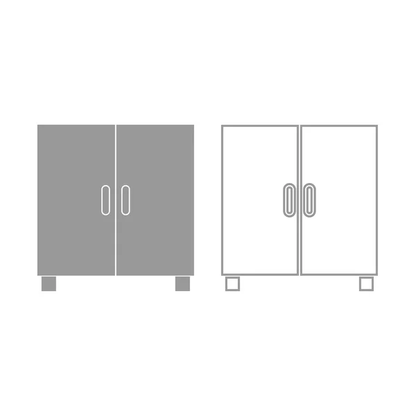 Armoire ou armoire icône. Ensemble gris  . — Image vectorielle