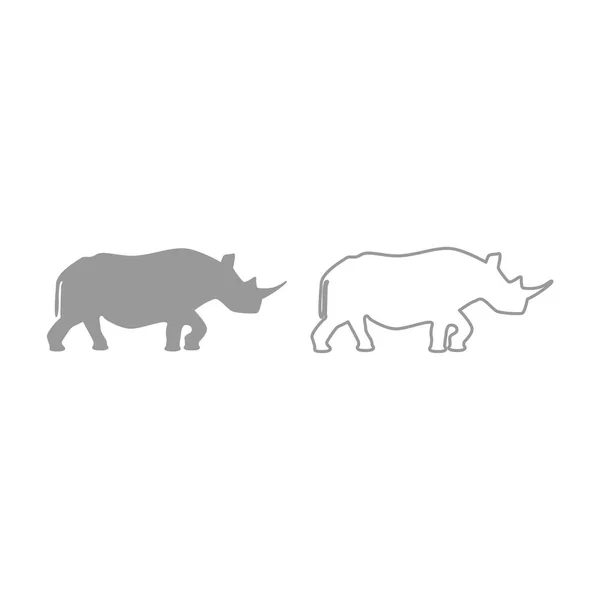 Nashorn-Symbol. Graues Set . — Stockvektor