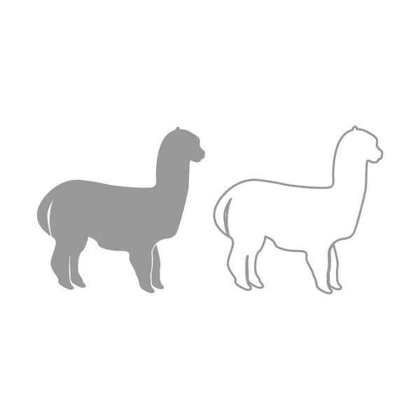 Alpaca pictogram. Grey instellen . — Stockvector