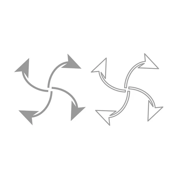 Fyra pilar i loop från center-ikonen. Grå inställd . — Stock vektor