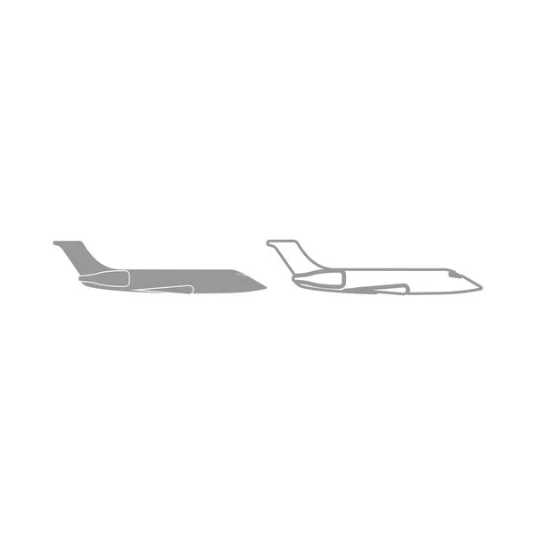 Икона частного самолета. Серый набор  . — стоковый вектор