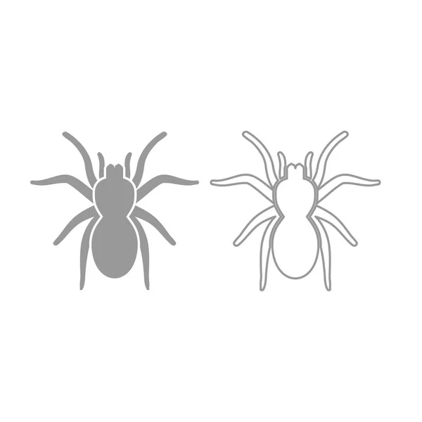 Spinnenkop of tarantula pictogram. Grey instellen . — Stockvector