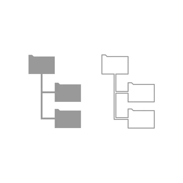 폴더 구조 아이콘입니다. 회색 설정 . — 스톡 벡터