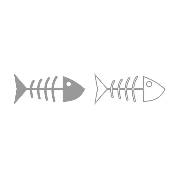 魚 sceleton アイコン。グレーを設定 . — ストックベクタ