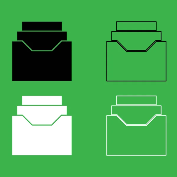 Documentos ícone de arquivo ou gaveta Conjunto de cores preto e branco — Vetor de Stock