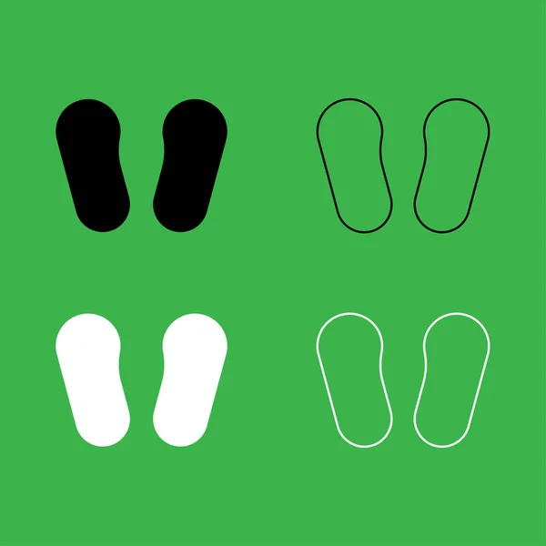 Huella de bebé en el icono del calzado Conjunto de color blanco y negro — Vector de stock