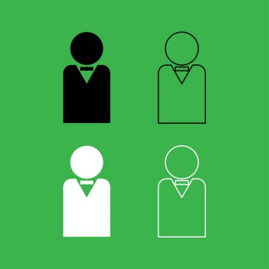 Adam papyon simge siyah ve beyaz renk seti ile 