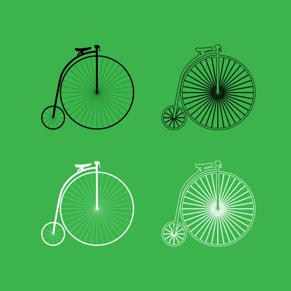 Icono de bicicleta retro Conjunto de color blanco y negro — Archivo Imágenes Vectoriales