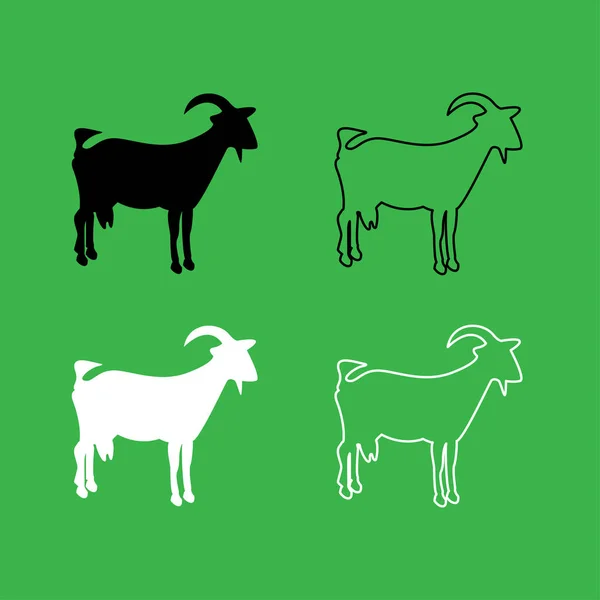 Icône de chèvre Ensemble de couleurs noir et blanc — Image vectorielle