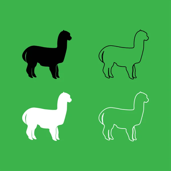 Icono Alpaca Conjunto de colores blanco y negro — Archivo Imágenes Vectoriales