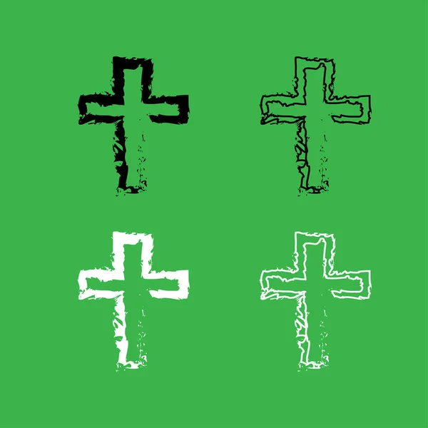 Icona croce Set di colori bianco e nero — Vettoriale Stock