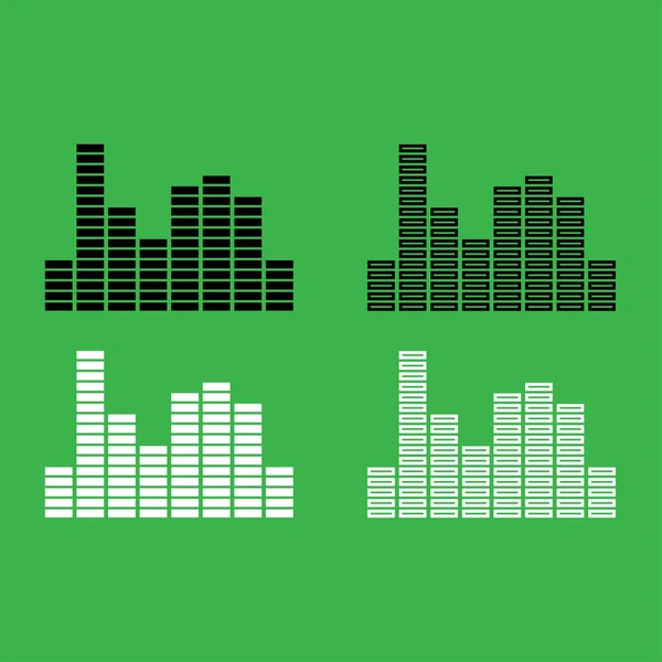 Muziek equalizer zwart-wit kleur pictogrammenset — Stockvector