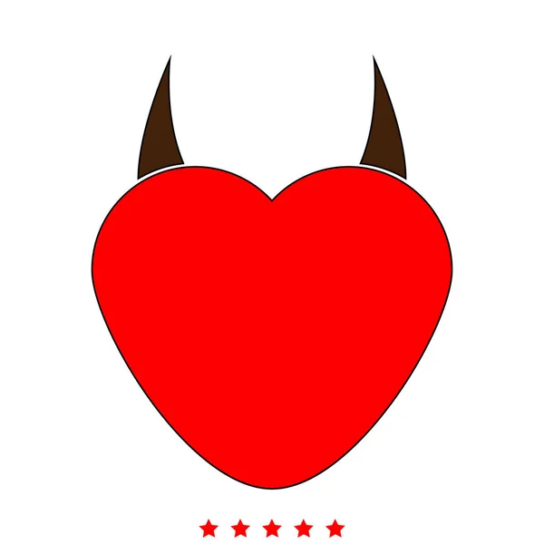 Corazón con el icono del cuerno diablo. Color diferente  . — Archivo Imágenes Vectoriales