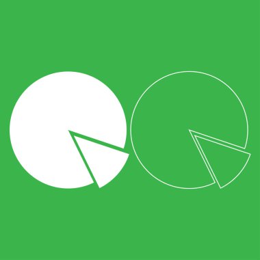 Daire diyagram simgesi. Resimde beyaz renk .