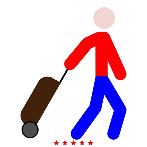 Uomo con icona valigia Illustrazione colore stile di riempimento — Vettoriale Stock