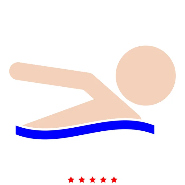 Ein Mann schwimmt Symbol Illustration Farbe füllen Stil — Stockvektor